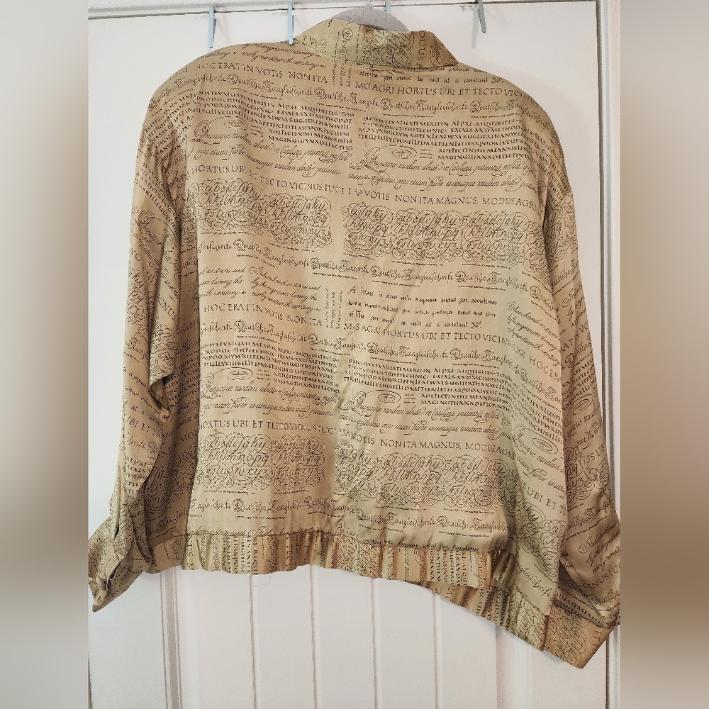 Women's Nancy Heller Vintage Script 100% Silk Button-Up Shirt Jacket Size 2X - Picture 6 of 11